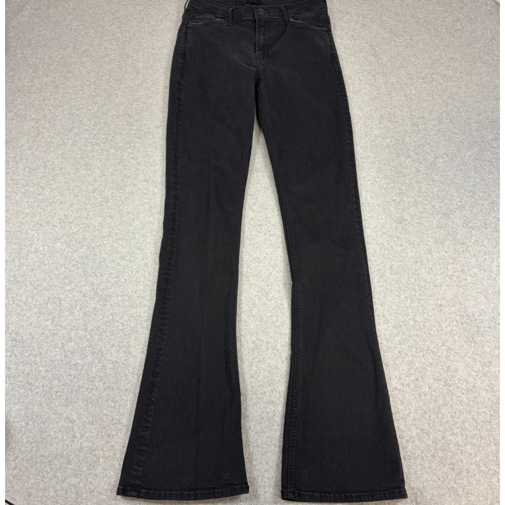 Mother The Runaway Jeans Womens 26 Black Low Rise Slim Flare Stretch Denim USA